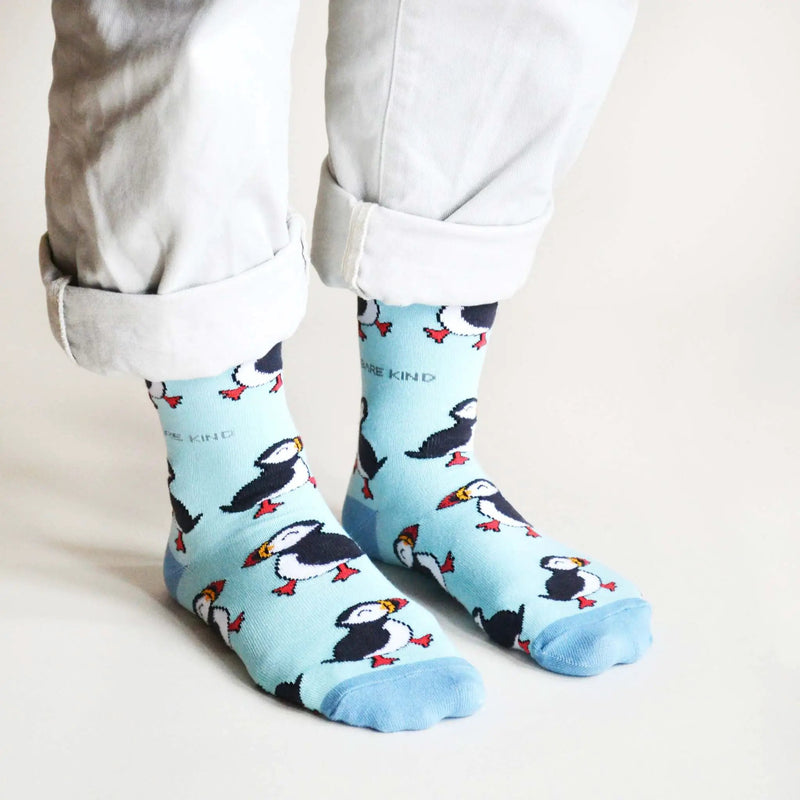 Save the Puffins Bamboo Socks by Barekind NZ