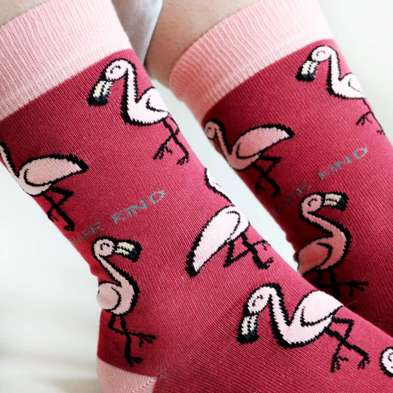 Save the Flamingos Bamboo Socks by Barekind NZ