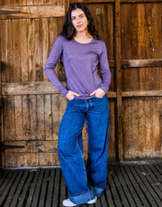 Women's Standard Long Sleeve - 100% Merino Wool, Plum by Merino 365 NZ