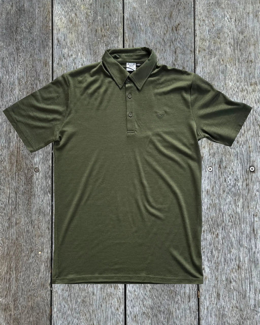 Men's Polo - 100% Merino Wool, Khaki Green by Merino 365 NZ