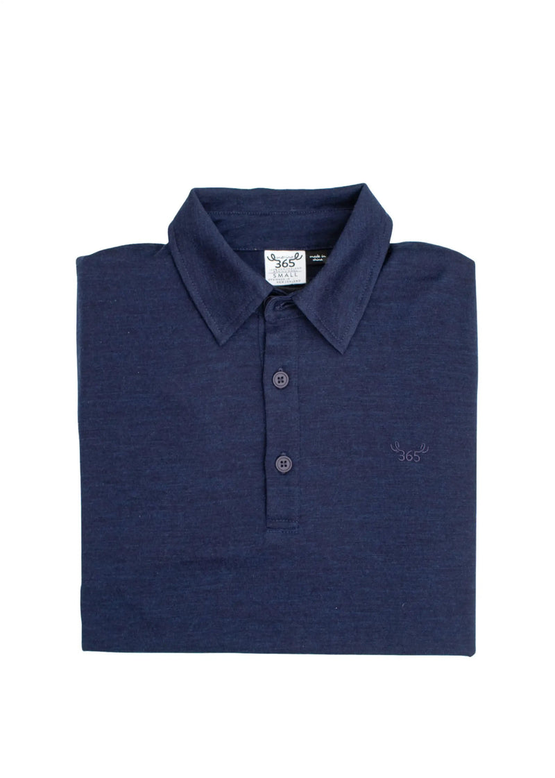 Men's Polo - 100% Merino Wool, Midnight Marle by Merino 365 NZ