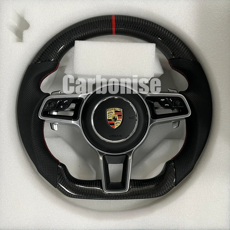 Porsche Steering Wheel (Carbon Fiber+Perforated Leather) @2 by CARBONISE