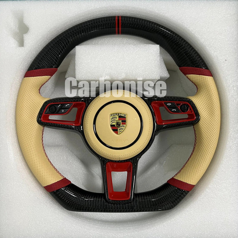 Porsche Steering Wheel (Carbon Fiber+Perforated Leather) @3 by CARBONISE