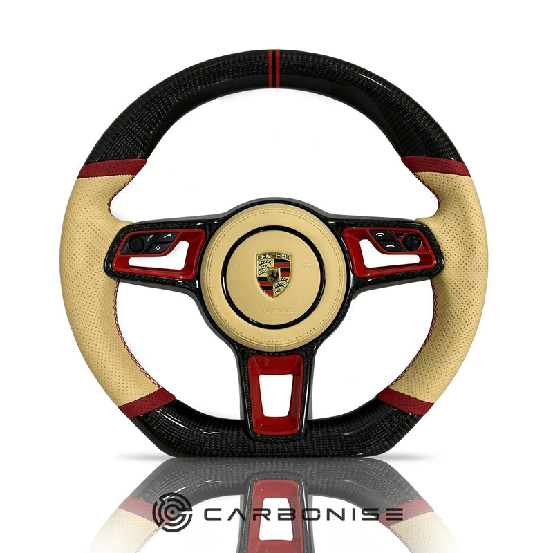 Porsche Steering Wheel (Carbon Fiber+Perforated Leather) @3 by CARBONISE