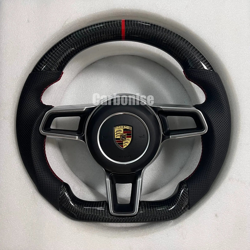 Porsche Steering Wheel (Carbon Fiber+Perforated Leather) @10 by CARBONISE