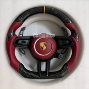 Porsche Steering Wheel (Forged Carbon Fiber+Perforated Leather) @11 by CARBONISE