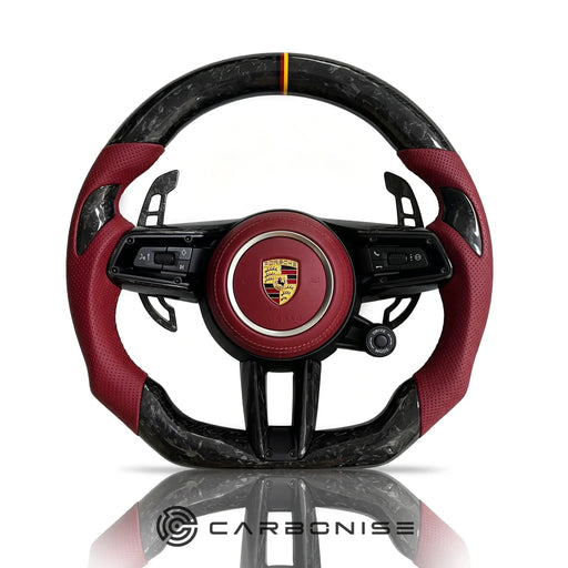 Porsche Steering Wheel (Forged Carbon Fiber+Perforated Leather) @11 by CARBONISE