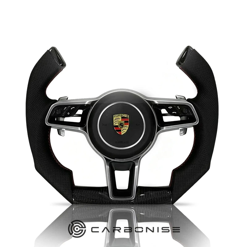 Porsche Steering Wheel (Carbon Fiber+Perforated Leather) @12 by CARBONISE