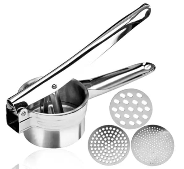g8buynz Stainless Steel Potato Ricer 3 Interchangeable Discs for Fine Medium & Coarse Stainless Steel Potato Ricer 3 Interchangeable Discs for Fine Medium & Coarse