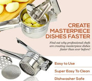 g8buynz Stainless Steel Potato Ricer 3 Interchangeable Discs for Fine Medium & Coarse Stainless Steel Potato Ricer 3 Interchangeable Discs for Fine Medium & Coarse