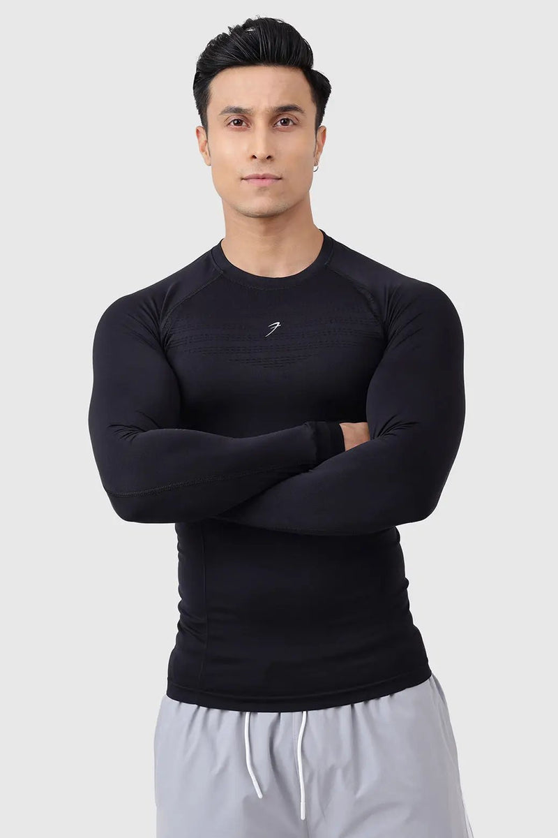 Power Seamless Fullsleeves T-shirt Black by Fuaark Nz