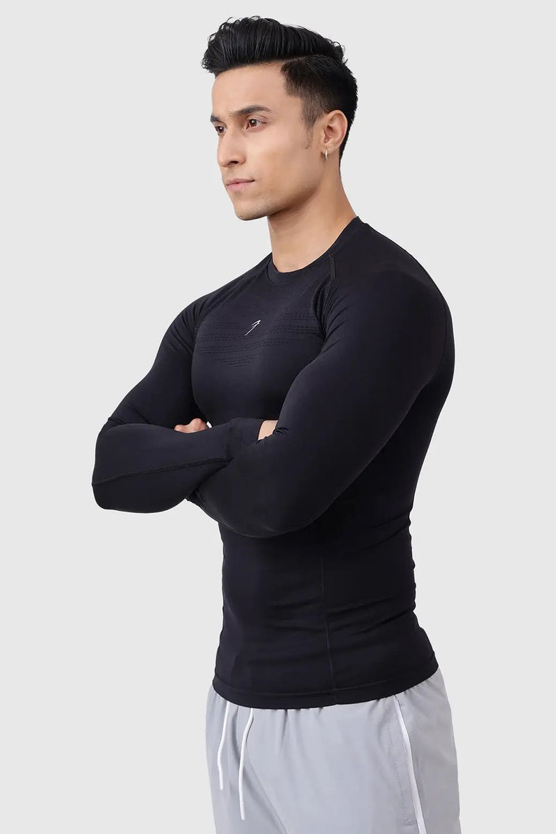 Power Seamless Fullsleeves T-shirt Black by Fuaark Nz