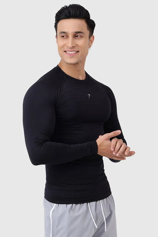 Power Seamless Fullsleeves T-shirt Black by Fuaark Nz
