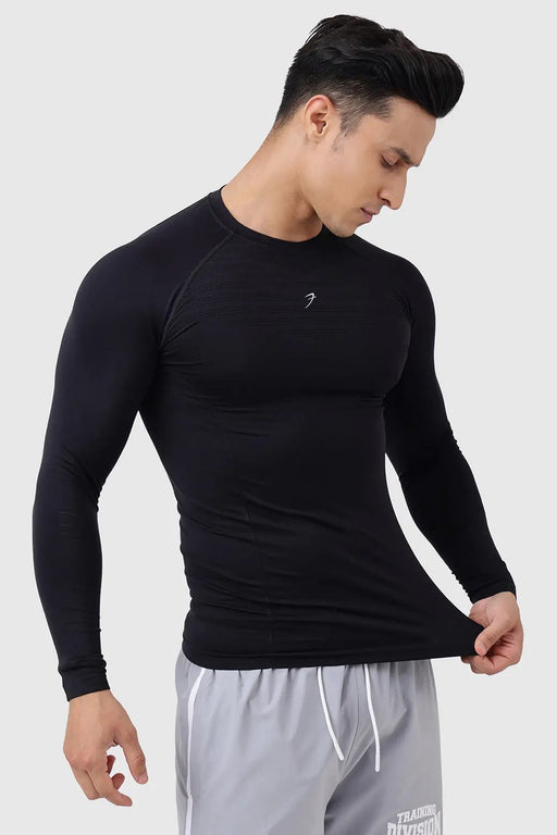 Power Seamless Fullsleeves T-shirt Black by Fuaark Nz