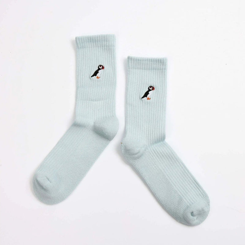 Save the Puffin Ribbed Bamboo Socks by Barekind NZ