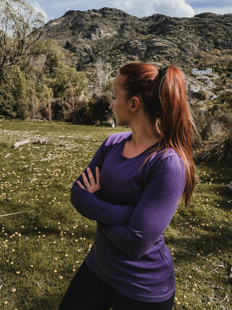 Women's OG Long Sleeve - 100% Merino Wool, Violet Smoke by Merino 365 NZ