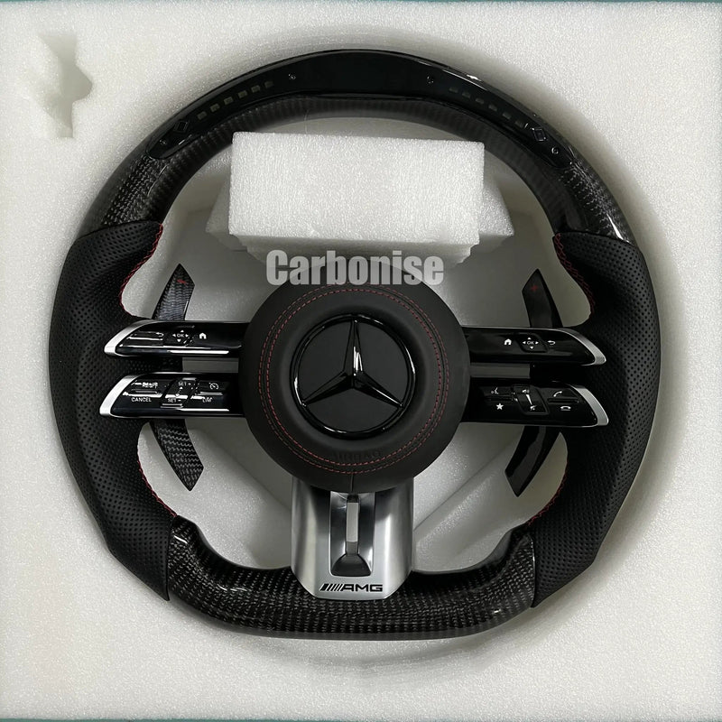 Mercedes-Benz Steering Wheel (Carbon Fiber+Perforated Leather) #Q1 by CARBONISE