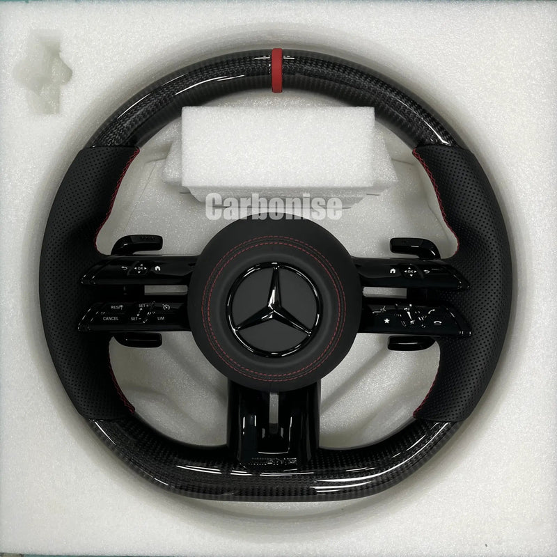 Mercedes-Benz Steering Wheel (Carbon Fiber+Perforated Leather) #Q15 by CARBONISE