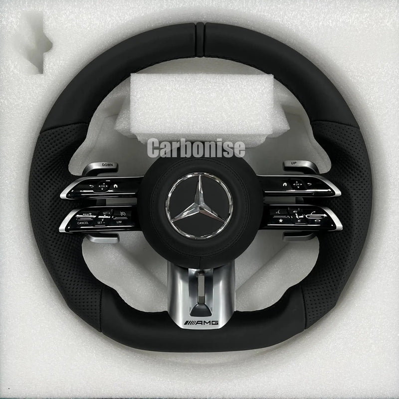 Mercedes-Benz Steering Wheel (Smooth Leather+Perforated Leather) #Q16 by CARBONISE