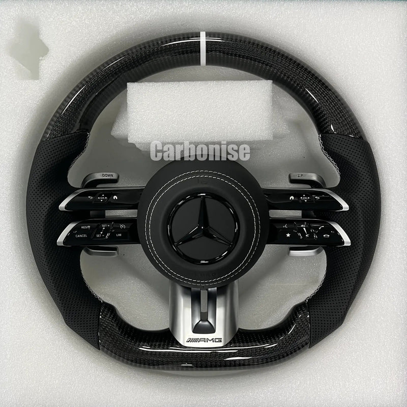 Mercedes-Benz Steering Wheel (Carbon Fiber+Perforated Leather) #Q18 by CARBONISE