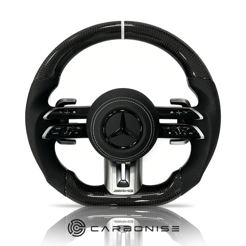 Mercedes-Benz Steering Wheel (Carbon Fiber+Perforated Leather) #Q18 by CARBONISE