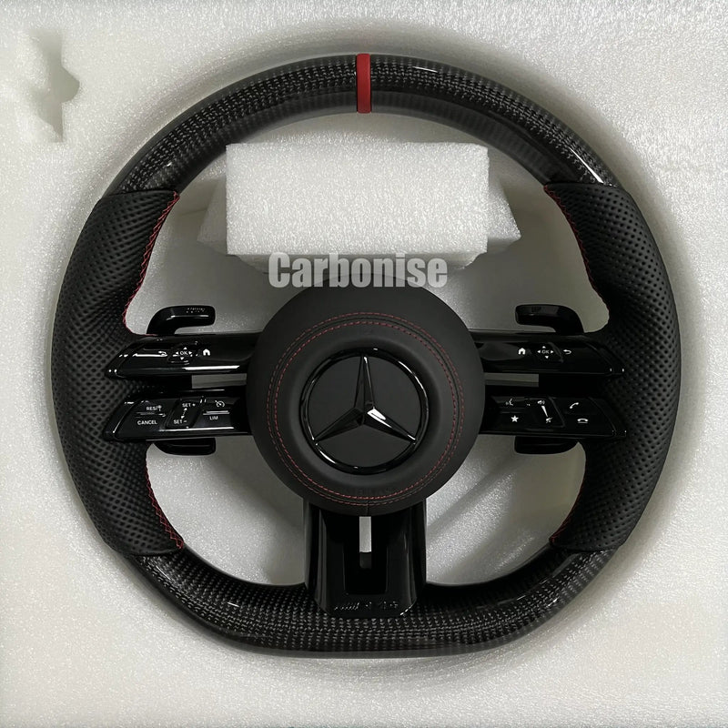 Mercedes-Benz Steering Wheel (Carbon Fiber+Perforated Leather) #Q20 by CARBONISE