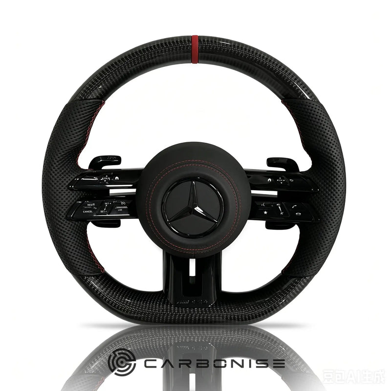 Mercedes-Benz Steering Wheel (Carbon Fiber+Perforated Leather) #Q20 by CARBONISE