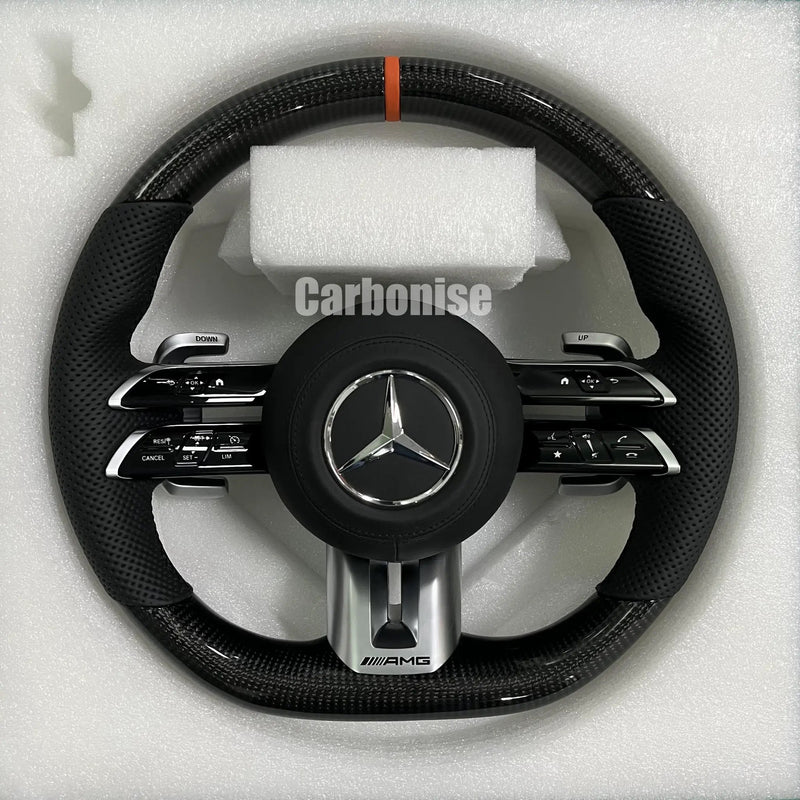 Mercedes-Benz Steering Wheel (Carbon Fiber+Perforated Leather) #Q21 by CARBONISE