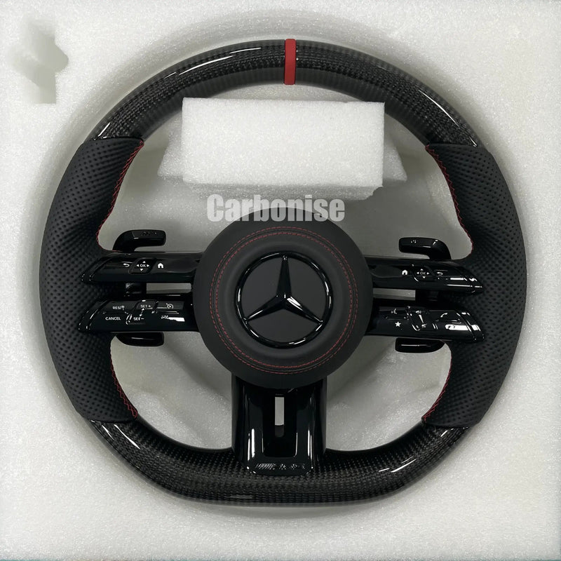 Mercedes-Benz Steering Wheel (Carbon Fiber+Perforated Leather) #Q23 by CARBONISE