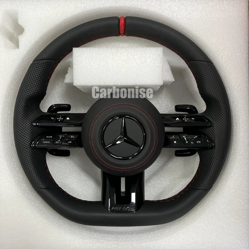Mercedes-Benz Steering Wheel (Smooth Leather+Perforated Leather) #Q24 by CARBONISE
