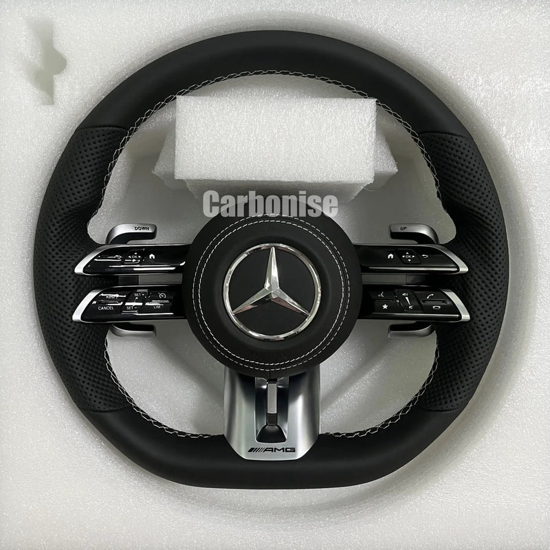 Mercedes-Benz Steering Wheel (Smooth Leather+Perforated Leather) #Q25 by CARBONISE