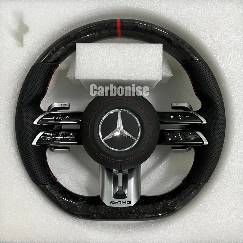 Mercedes-Benz Steering Wheel (Forged Carbon Fiber+Perforated Leather)#Q26 by CARBONISE