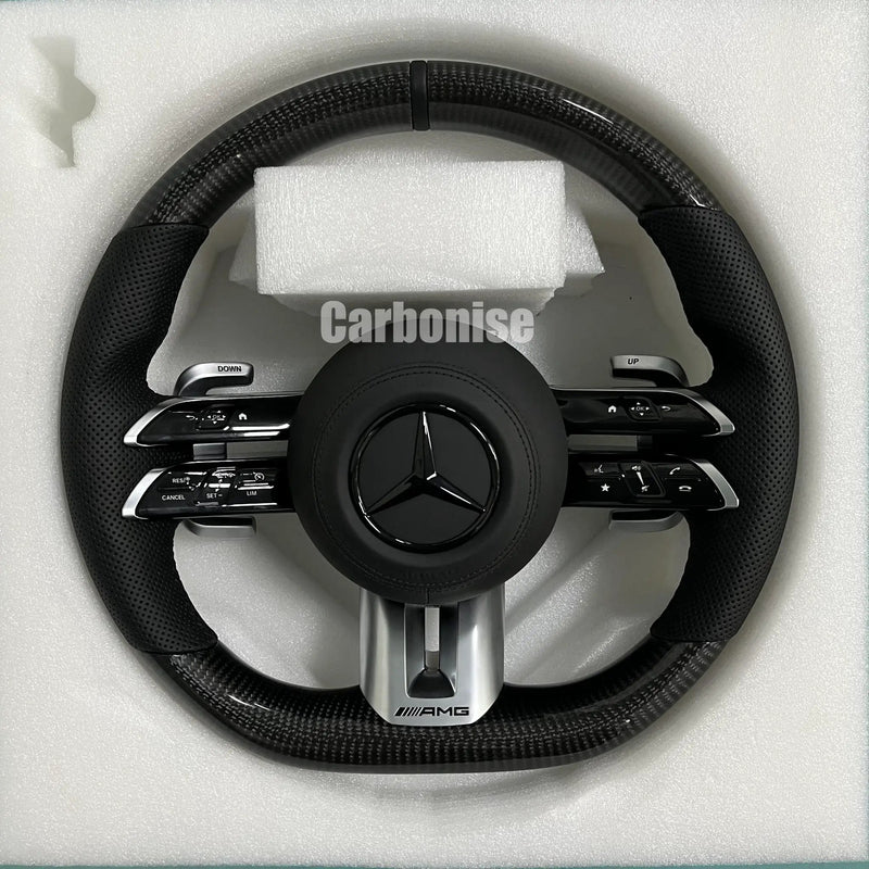 Mercedes-Benz Steering Wheel (Carbon Fiber+Perforated Leather) #Q3 by CARBONISE