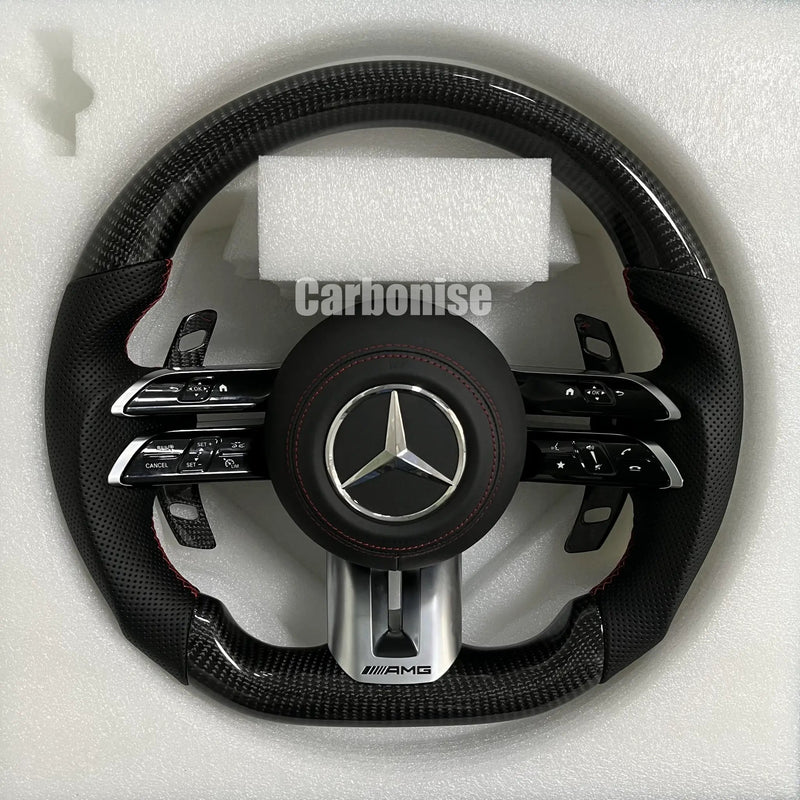 Mercedes-Benz Steering Wheel (Carbon Fiber+Perforated Leather) #Q30 by CARBONISE