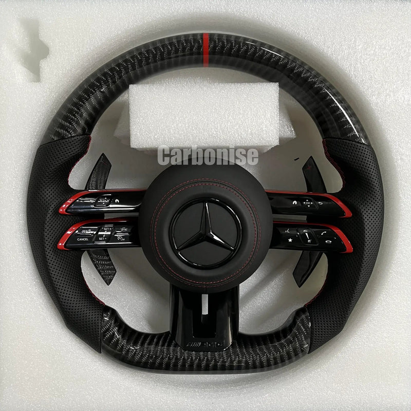 Mercedes-Benz Steering Wheel (Carbon Fiber+Perforated Leather) #Q31 by CARBONISE