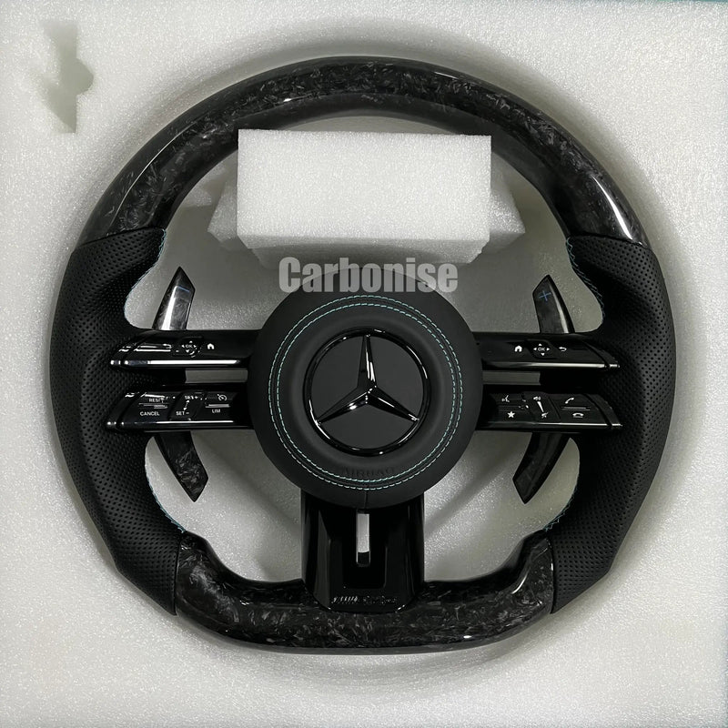 Mercedes-Benz Steering Wheel (Forged Carbon Fiber+Perforated Leather) #Q32 by CARBONISE