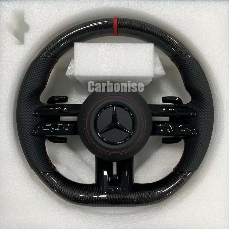 Mercedes-Benz Steering Wheel (Carbon Fiber+Perforated Leather) #Q34 by CARBONISE