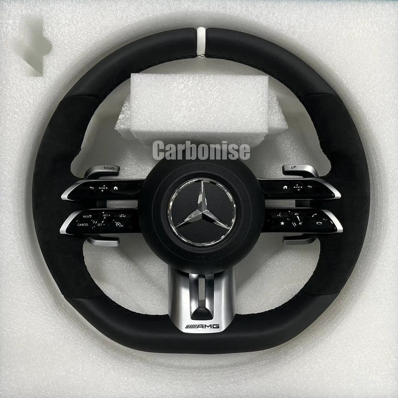 Mercedes-Benz Steering Wheel (Smooth Leather+Alcantara) #Q35 by CARBONISE