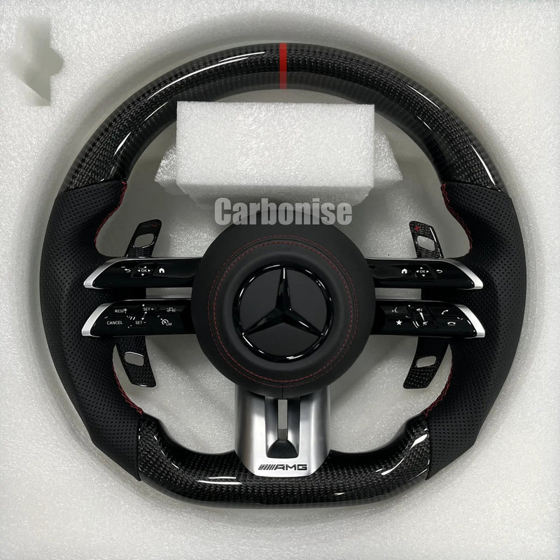 Mercedes-Benz Steering Wheel (Carbon Fiber+Perforated Leather) #Q36 by CARBONISE