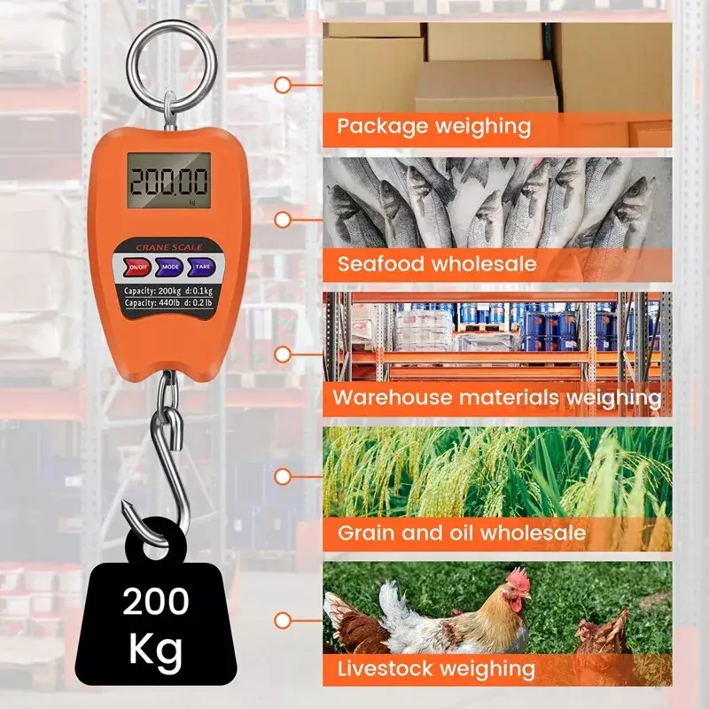 Crane Scale Weighing Digital Industrial Hanging Scale 200Kg by salelink.co.nz