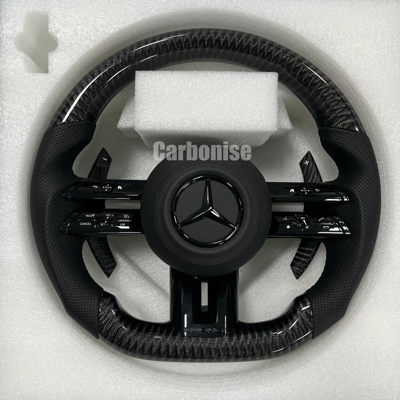 Mercedes-Benz Steering Wheel (Carbon Fiber+Perforated Leather) #Q44 by CARBONISE