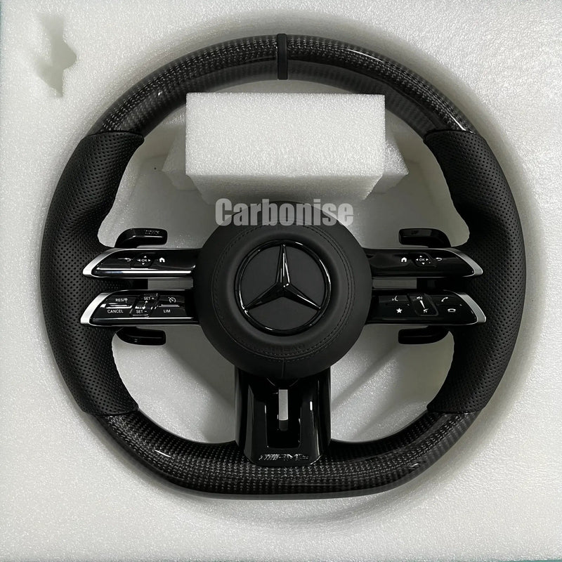 Mercedes-Benz Steering Wheel (Carbon Fiber+Perforated Leather) #Q49 by CARBONISE