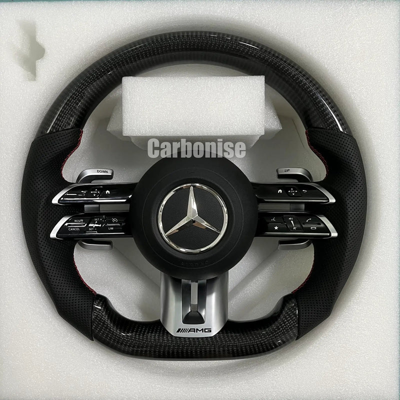 Mercedes-Benz Steering Wheel (Carbon Fiber+Perforated Leather) #Q5 by CARBONISE