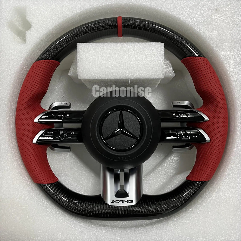 Mercedes-Benz Steering Wheel (Carbon Fiber+Perforated Leather) #Q53 by CARBONISE