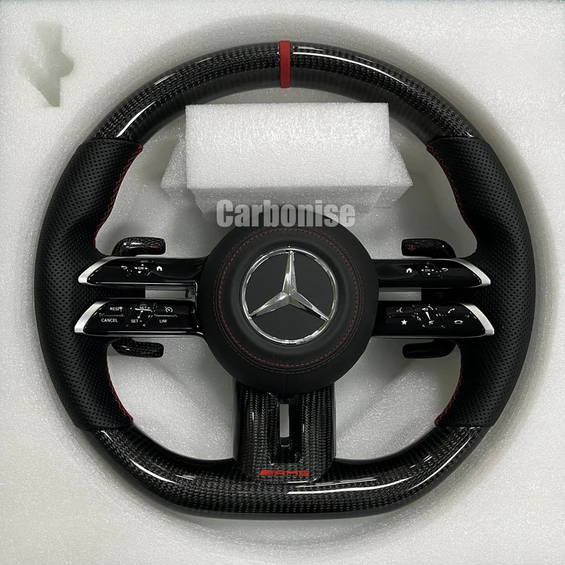 Mercedes-Benz Steering Wheel (Carbon Fiber+Perforated Leather) #Q55 by CARBONISE