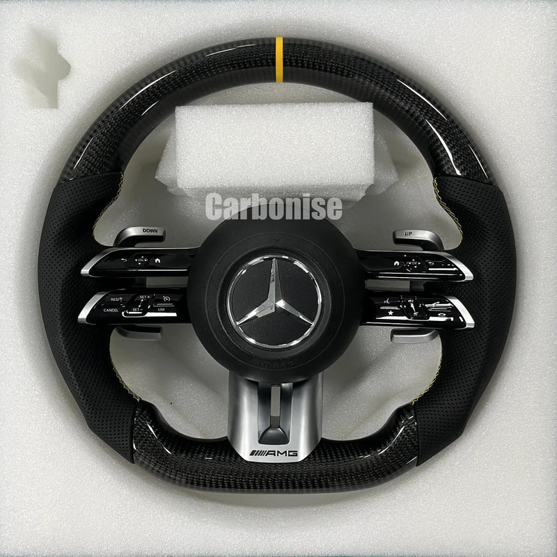 Mercedes-Benz Steering Wheel (Carbon Fiber+Perforated Leather) #Q6 by CARBONISE