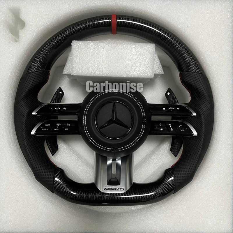 Mercedes-Benz Steering Wheel (Carbon Fiber+Perforated Leather) #Q7 by CARBONISE