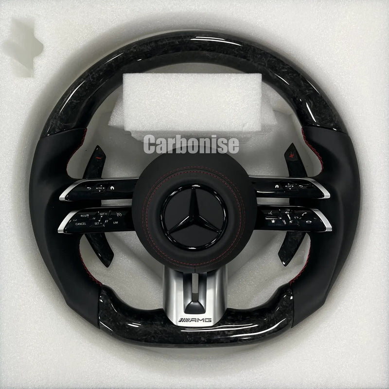 Mercedes-Benz Steering Wheel (Forged Carbon Fiber+Smooth Leather) #Q8 by CARBONISE