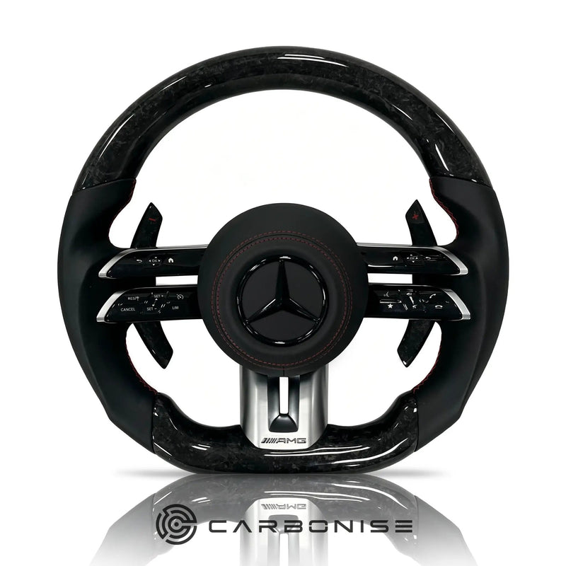 Mercedes-Benz Steering Wheel (Forged Carbon Fiber+Smooth Leather) #Q8 by CARBONISE