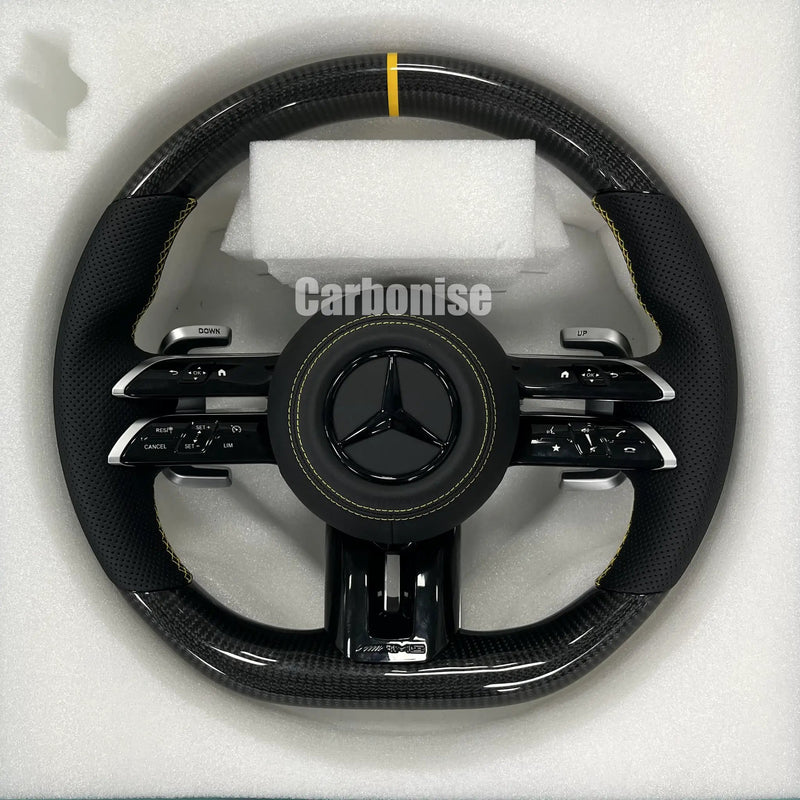 Mercedes-Benz Steering Wheel (Carbon Fiber+Perforated Leather) #Q9 by CARBONISE